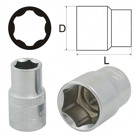 Головка 8мм 3/8" 6-гранная матовая AIST 311108C-X