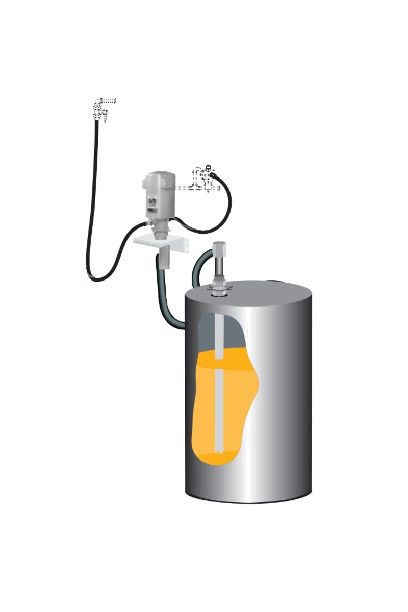 Комплект для откачки масла из бочки 205 л с насосом PM35, коэф. сжатия 5:1, монтаж на стену 539530
