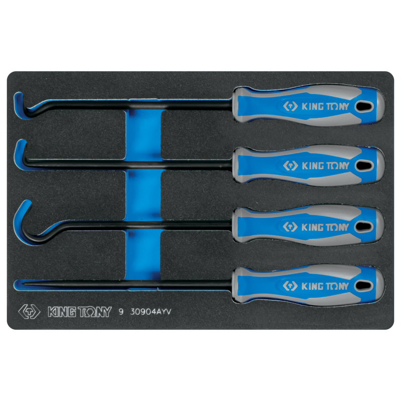 KING TONY Набор для демонтажа сальников и колец, ложемент, 4 предмета 9-30904AYV