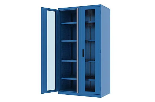 Шкаф инструментальный Н1950, 4 полки и прозрачная дверь, синий FERRUM 43.2201-5015