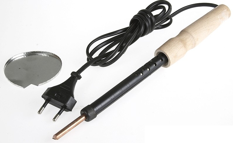 Электропаяльник с деревянной рукояткой, 80Вт 55407-80