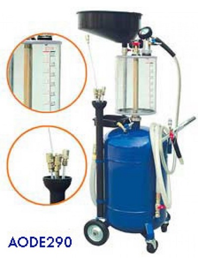 Установка для откачки масла пневматическая, ёмкость 90л. с колбой и воронкой 18л. , 8 щупов.AODE 290