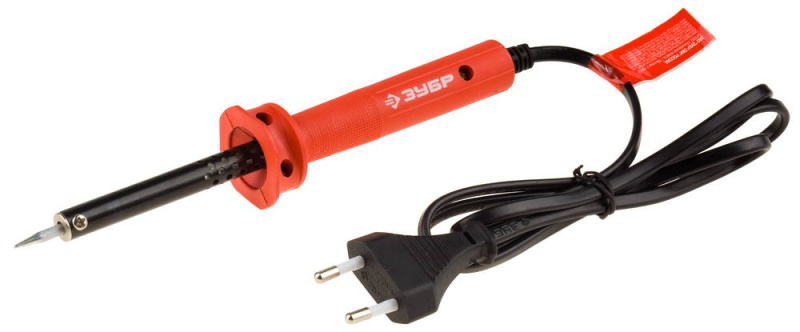 Электропаяльник ЗУБР "МАСТЕР" с пластиковой рук-й и долговечным жалом,форма конус 40Вт  55400-40_z01