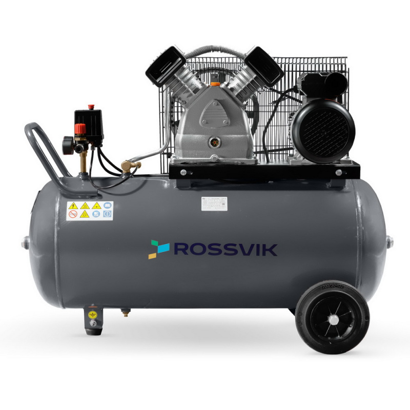 Поршневой компрессор 420л/мин, ресивер 100л, ROSSVIK СБ4/С-100.LB30A (серый)