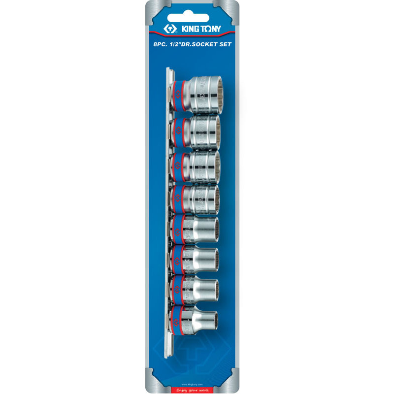 KINGTONY Набор торцевых головок 1/2", двенадцатигранные, 10-22 мм, 8 предметов  4010MR 